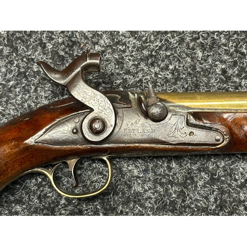 5355 - Percussion Cap Pistol Flintlock Conversion Blunderbuss Pistol by Ketland with brass barrel 190mm in ... 