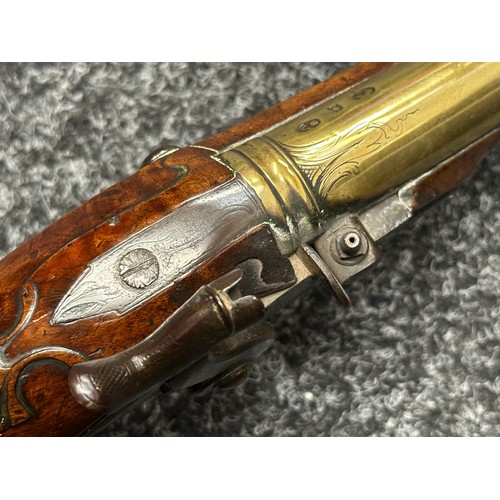 5355 - Percussion Cap Pistol Flintlock Conversion Blunderbuss Pistol by Ketland with brass barrel 190mm in ... 