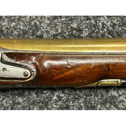 5355 - Percussion Cap Pistol Flintlock Conversion Blunderbuss Pistol by Ketland with brass barrel 190mm in ... 