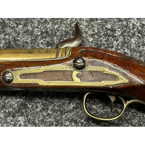 5355 - Percussion Cap Pistol Flintlock Conversion Blunderbuss Pistol by Ketland with brass barrel 190mm in ... 