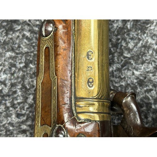 5355 - Percussion Cap Pistol Flintlock Conversion Blunderbuss Pistol by Ketland with brass barrel 190mm in ... 