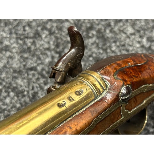 5355 - Percussion Cap Pistol Flintlock Conversion Blunderbuss Pistol by Ketland with brass barrel 190mm in ... 