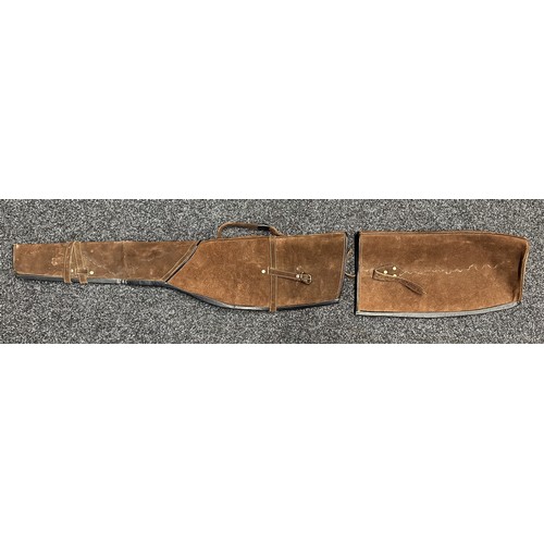 5358 - South African Made Fur and Suede Leather Rifle Carrying Case. Wool lined. Size is adjustable. 120cm ... 