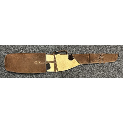 5358 - South African Made Fur and Suede Leather Rifle Carrying Case. Wool lined. Size is adjustable. 120cm ... 