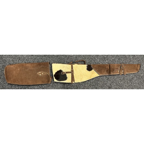 5358 - South African Made Fur and Suede Leather Rifle Carrying Case. Wool lined. Size is adjustable. 120cm ... 