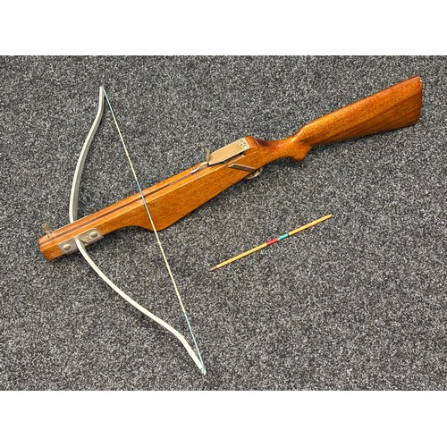 5359 - 1960's era Crossbow. Wooden stock. Alloy Prod. No makers mark. Adjustable sight. Complete with one b... 