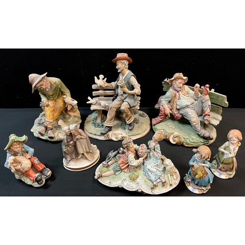 176 - Capodimonte figural groups, and other Italian figures - ‘The Loving Couple’, Idillio Scultore, Tizia... 