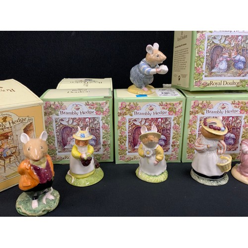 196 - Royal Doulton Brambly Hedge figures, including; Conker, Primrose Woodmouse, Clover, Lily Weaver, Old... 