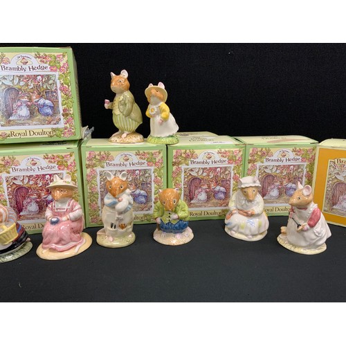 196 - Royal Doulton Brambly Hedge figures, including; Conker, Primrose Woodmouse, Clover, Lily Weaver, Old... 