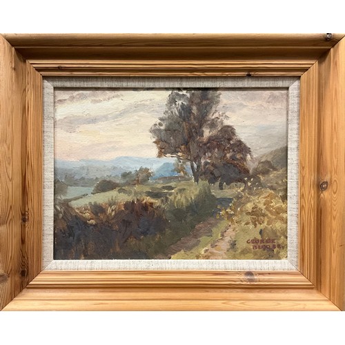 227 - George Butler (British, 20th century) A Country Track, signed, oil on canvas, 22cm x 30cm;  another,... 