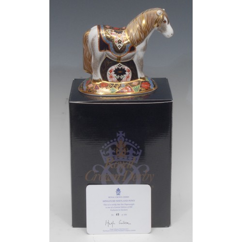 3106 - A Royal Crown Derby paperweight, Miniature Shetland Pony, exclusive to Sinclairs, limited edition 49... 