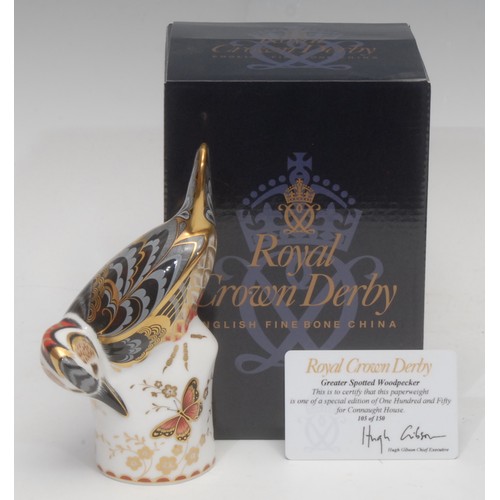 3082 - A Royal Crown Derby paperweight, Greater Spotter Woodpecker, specially commissioned by Connaught Hou... 