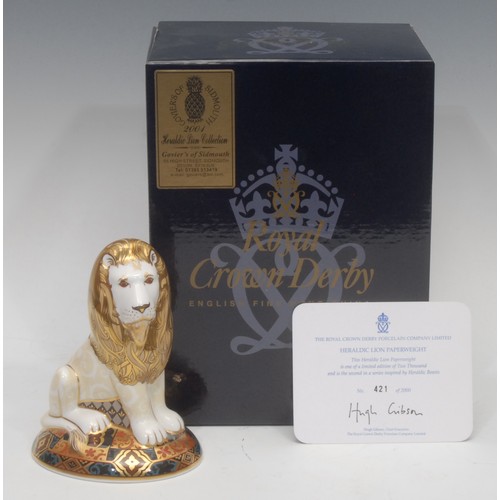 3091 - A Royal Crown Derby paperweight, Heraldic Lion, the second in a series inspired by Heraldic Beasts, ... 