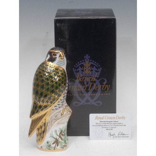 3087 - A Royal Crown Derby paperweight, Harrods Peregrine Falcon, exclusively commissioned by Harrods, limi... 