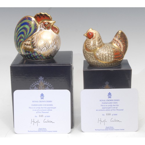 3074 - A Royal Crown Derby paperweight, Farmyard Cockerel, limited edition 345/5,000, gold stopper, 9.5cm, ... 