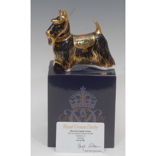 3089 - A Royal Crown Derby paperweight, Harrods Scottish Terrier, exclusive to Harrods, limited edition 118... 
