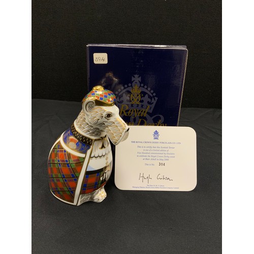 14 - Royal Crown Derby paperweight Sinclairs Scottish Terrier, limited edition 394/500, no stopper, signe... 