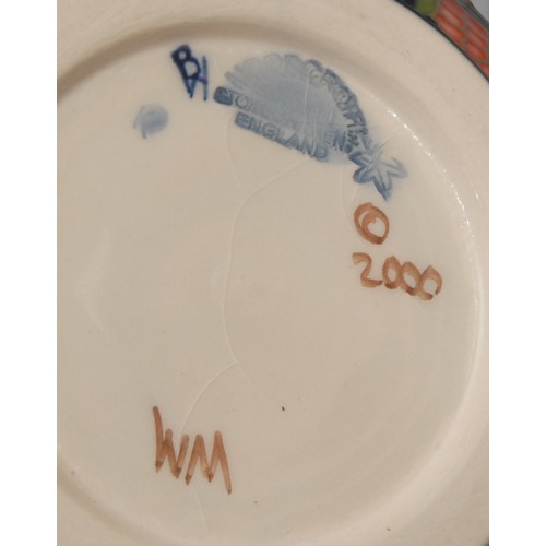 4103 - Moorcroft ‘Queens Choice’ Vase designed by Emma Bossons, 15cm, conforming pin dish, 12cm dia, impres... 