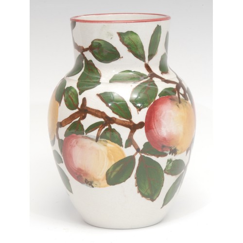 4062 - A Wemyss pottery ovoid vase, painted with apples on leafy branches, 15cm high, painted mark in brown
