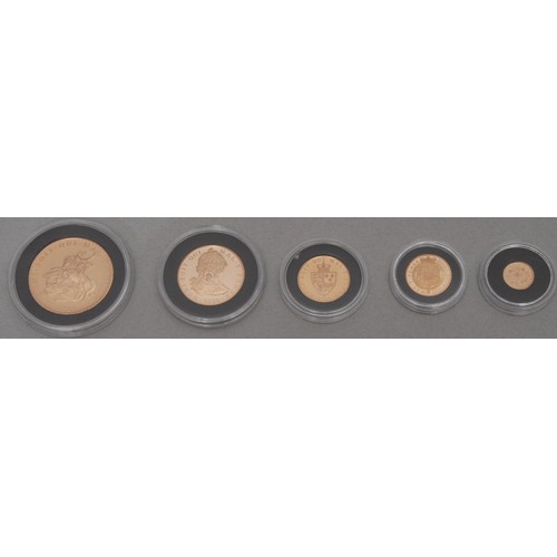3016 - Gold Proof Coins - The East India Company London, 22ct gold King George III five coin set, comprisin... 