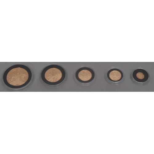 3017 - Gold proof coins - The East India Company London, 22ct gold five coin set, comprising a five soverei... 