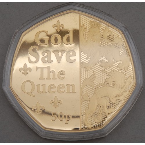 3040 - Gold proof coins - 24ct gold The Platinum Jubilee 'God Save the Queen' 1oz 50p coin, 31.1g, limited ... 