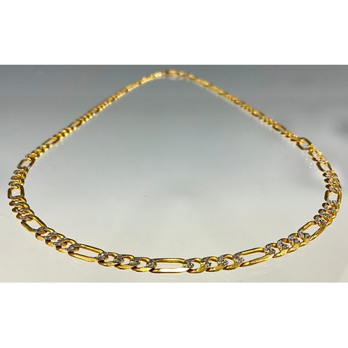 6274 - An Italian 9ct yellow and white gold necklace, with textured white gold and plain polished yellow go... 