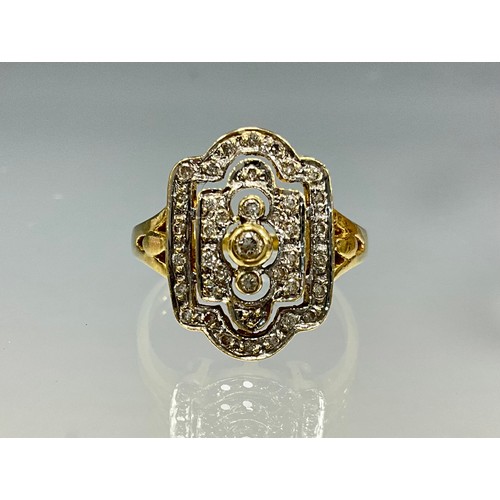 6264 - An Art Deco Style diamond dress ring, set with melee round brilliant cut diamonds, stamped 