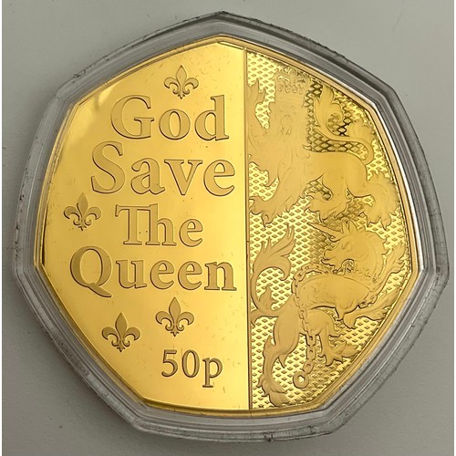 3040 - Gold proof coins - 24ct gold The Platinum Jubilee 'God Save the Queen' 1oz 50p coin, 31.1g, limited ... 