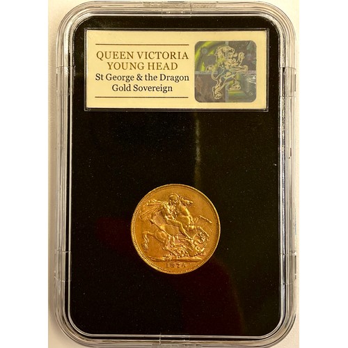 3033 - Gold coins - 22ct gold The Queen Victoria Young Head St George and the Dragon sovereign, 7.98g, 1876... 