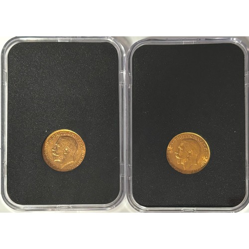 3035 - Gold coins - 22ct gold The World War I Centenary sovereign pair, comprising two George V sovereigns,... 