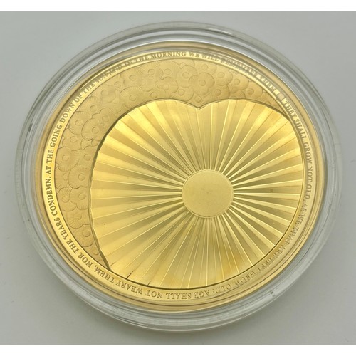 3039 - Gold proof coins - 22ct gold The RBL Remembrance ten pound 5oz coin, 155.53g, limited edition 2/10, ... 