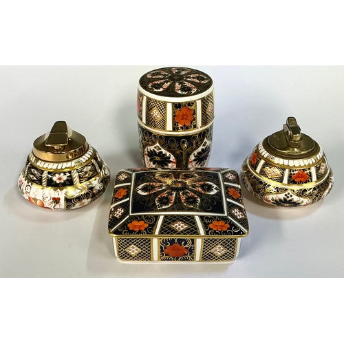 5042 - A Royal Crown Derby 1128 Imari pattern table lighter, 8.5cm diameter, first quality; another, 2451 p... 