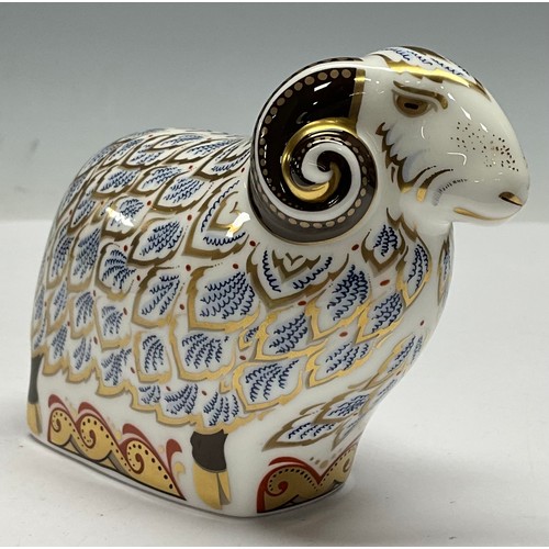 5003 - A Royal Crown Derby paperweight, Premier Ram, exclusive to The Royal Crown Derby Visitors Centre, nu... 