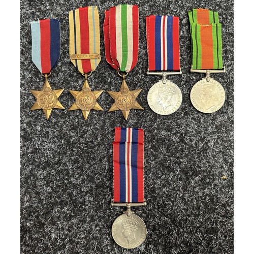 5053 - WW2 British Medal Group comprising of 1939-45 Star, Africa Star with 1st Army Clasp, Italy Star, War... 