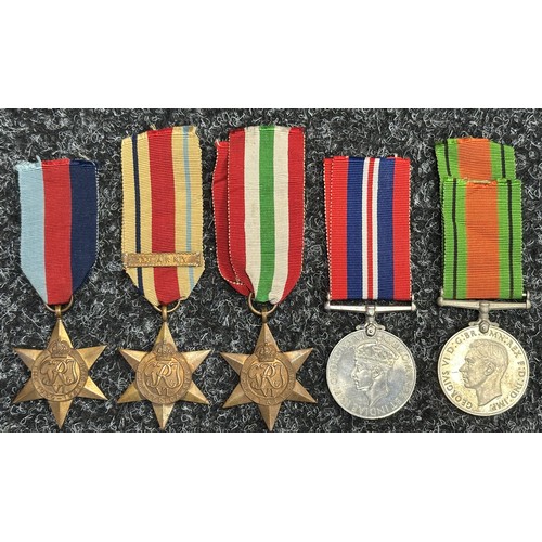 5053 - WW2 British Medal Group comprising of 1939-45 Star, Africa Star with 1st Army Clasp, Italy Star, War... 