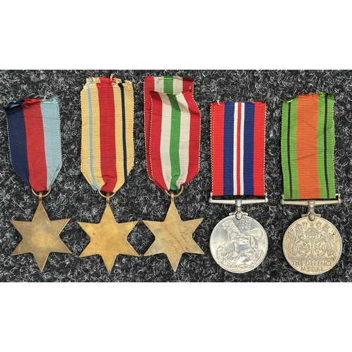 5053 - WW2 British Medal Group comprising of 1939-45 Star, Africa Star with 1st Army Clasp, Italy Star, War... 