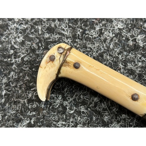 5079 - Turkish Ear style Knife with single edged plated blade 160mm in length. No markings. White metal fit... 