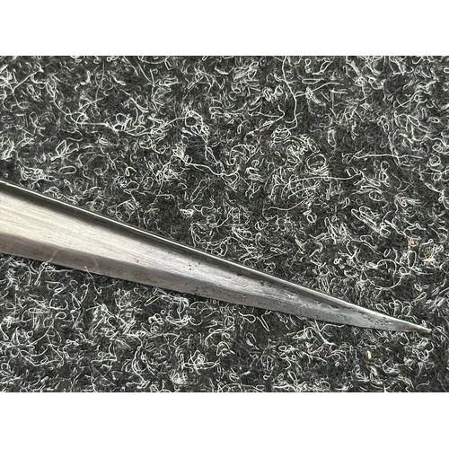 5079 - Turkish Ear style Knife with single edged plated blade 160mm in length. No markings. White metal fit... 