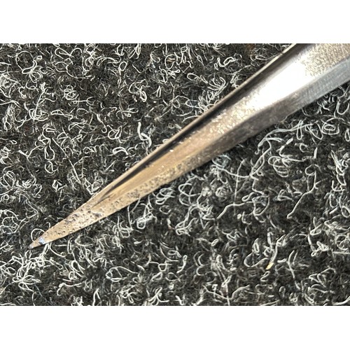 5079 - Turkish Ear style Knife with single edged plated blade 160mm in length. No markings. White metal fit... 