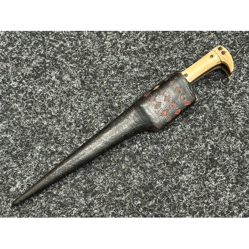 5079 - Turkish Ear style Knife with single edged plated blade 160mm in length. No markings. White metal fit... 