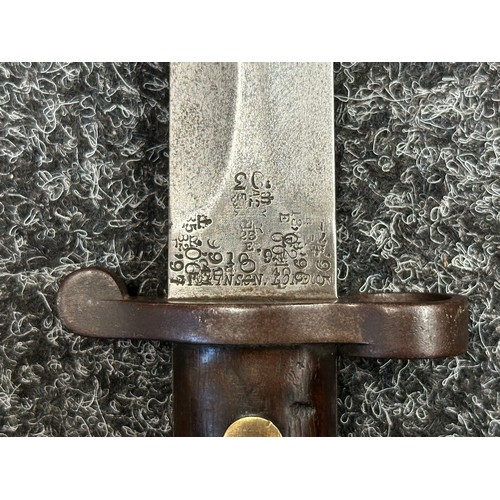 5084 - Boer War Lee Metford Bayonet with double edged blade 300mm in length, maker marked 