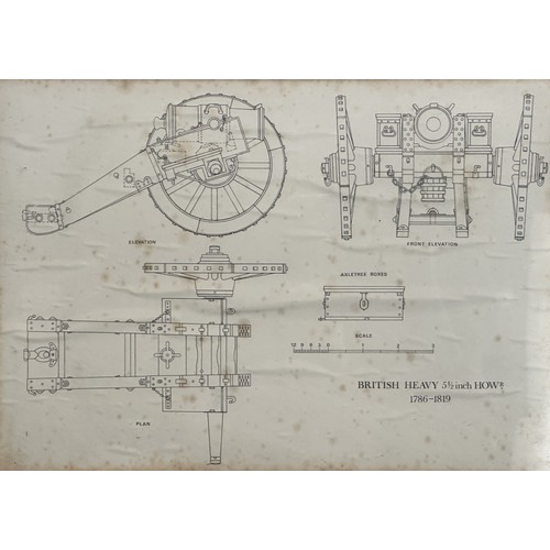 5085 - Set of five framed prints taken from Royal Artillery Manuals. Overall size including frame 52cm x 42... 