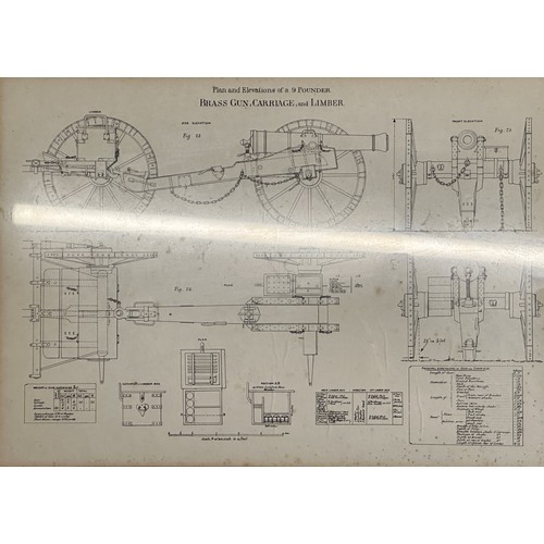 5085 - Set of five framed prints taken from Royal Artillery Manuals. Overall size including frame 52cm x 42... 