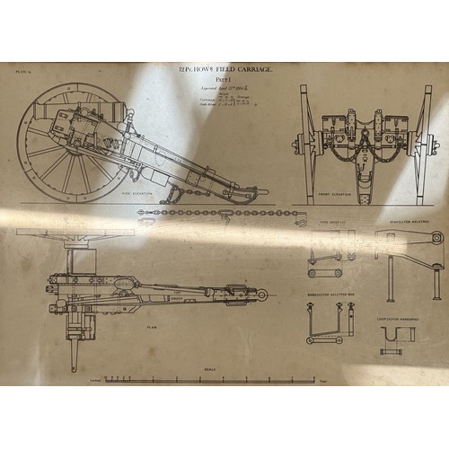 5085 - Set of five framed prints taken from Royal Artillery Manuals. Overall size including frame 52cm x 42... 