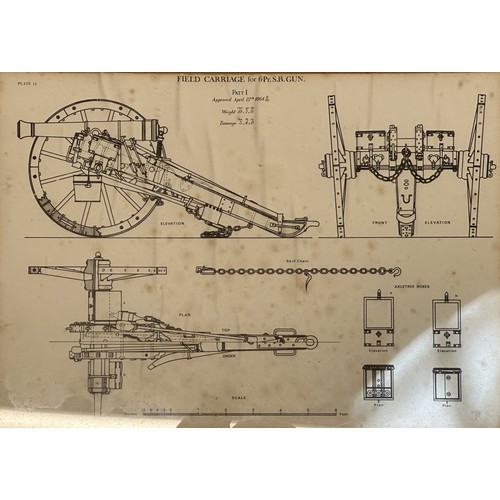 5085 - Set of five framed prints taken from Royal Artillery Manuals. Overall size including frame 52cm x 42... 