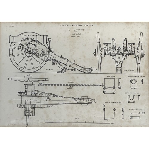 5085 - Set of five framed prints taken from Royal Artillery Manuals. Overall size including frame 52cm x 42... 