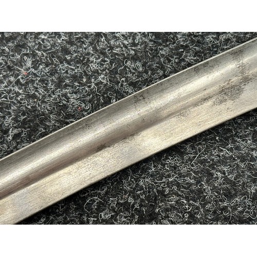 5088 - British P1860 Martini Henry Yataghan sword bayonet with curved fullered blade 577mm in length. Germa... 