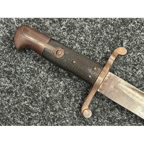 5088 - British P1860 Martini Henry Yataghan sword bayonet with curved fullered blade 577mm in length. Germa... 