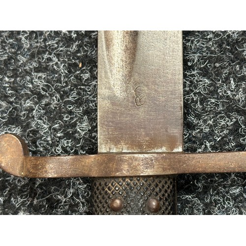 5088 - British P1860 Martini Henry Yataghan sword bayonet with curved fullered blade 577mm in length. Germa... 